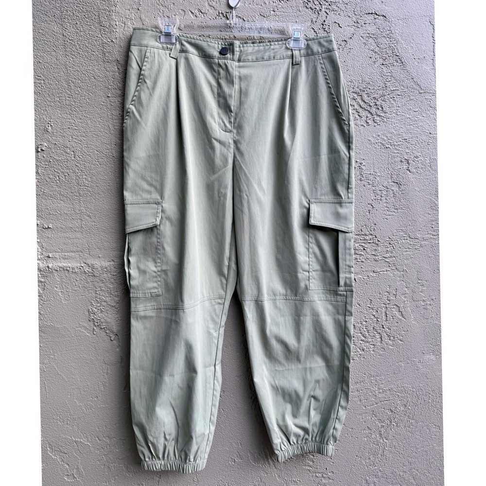 Halara NEW Womens Sage Green Pockets High Waist Cargo Pants LARGE Minimalist